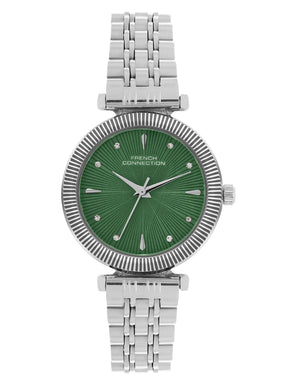 French Connection Textured Green Round Dial With Stainless Steel  Strap Watch - For Womens FCN0133SM