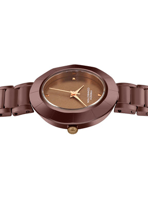 French Connection Sunray Brown Round Dial With Brown Stainless Steel  Strap Watch - For Womens FCN0136BRGM