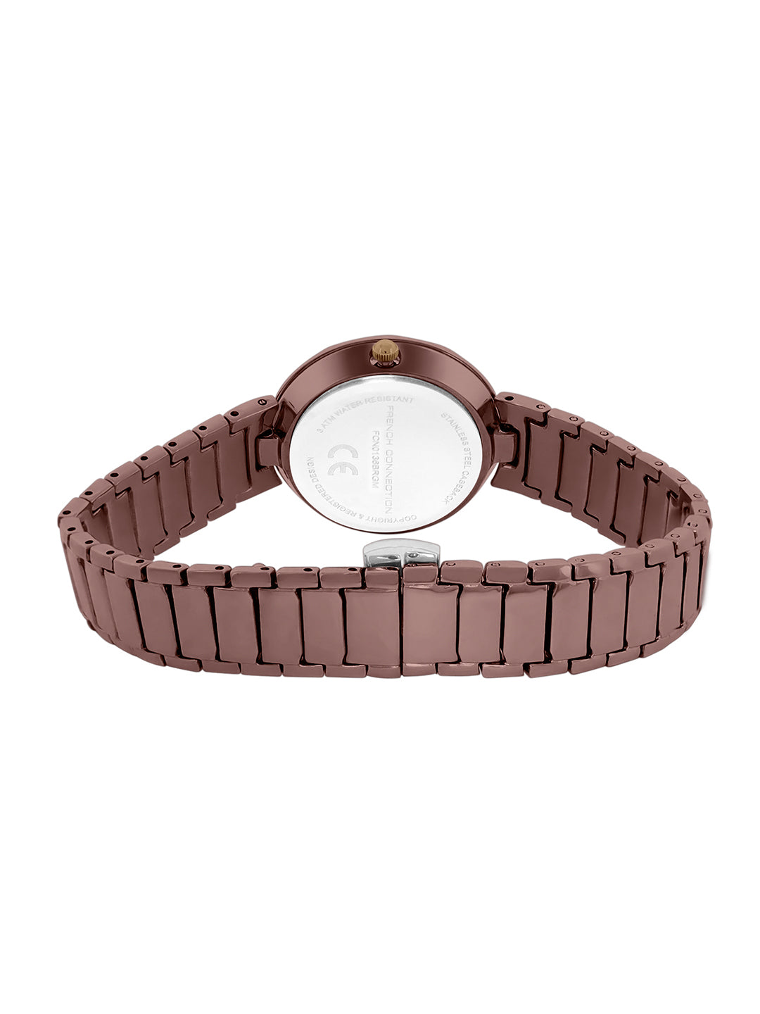 French Connection Sunray Brown Round Dial With Brown Stainless Steel  Strap Watch - For Womens FCN0136BRGM