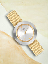 French Connection Sunray Silver Round Dial With  Gold Stainless Steel  Strap Watch - For Womens FCN0136SGM