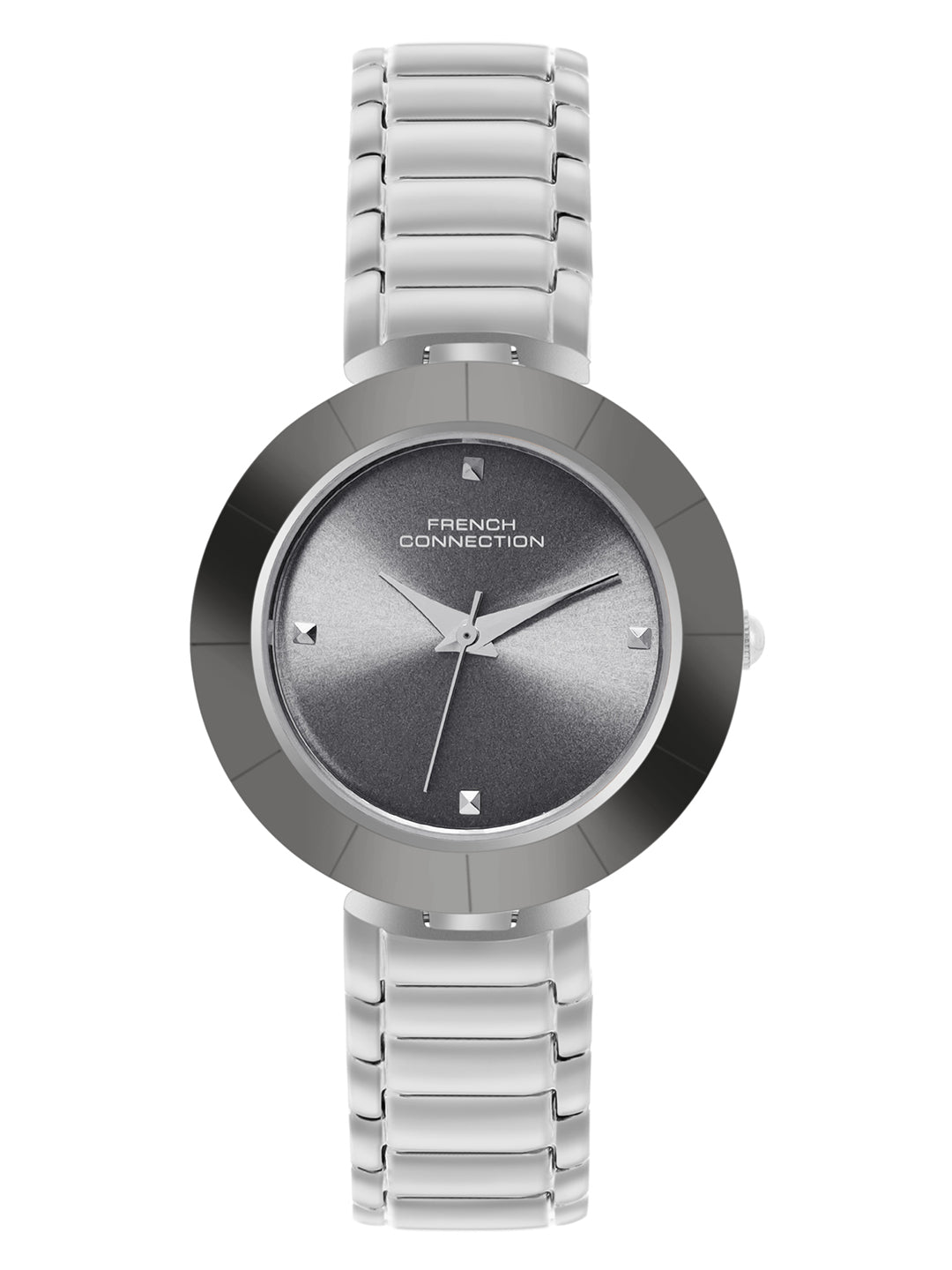 French Connection Sunray Gun Round Dial With Stainless Steel Strap Watch - For Womens FCN0136SM