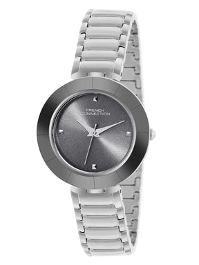 French Connection Sunray Gun Round Dial With Stainless Steel Strap Watch - For Womens FCN0136SM