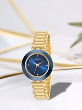 French Connection Sunray Blue Round Dial With  Gold Stainless Steel  Strap Watch - For Womens FCN0136UGM