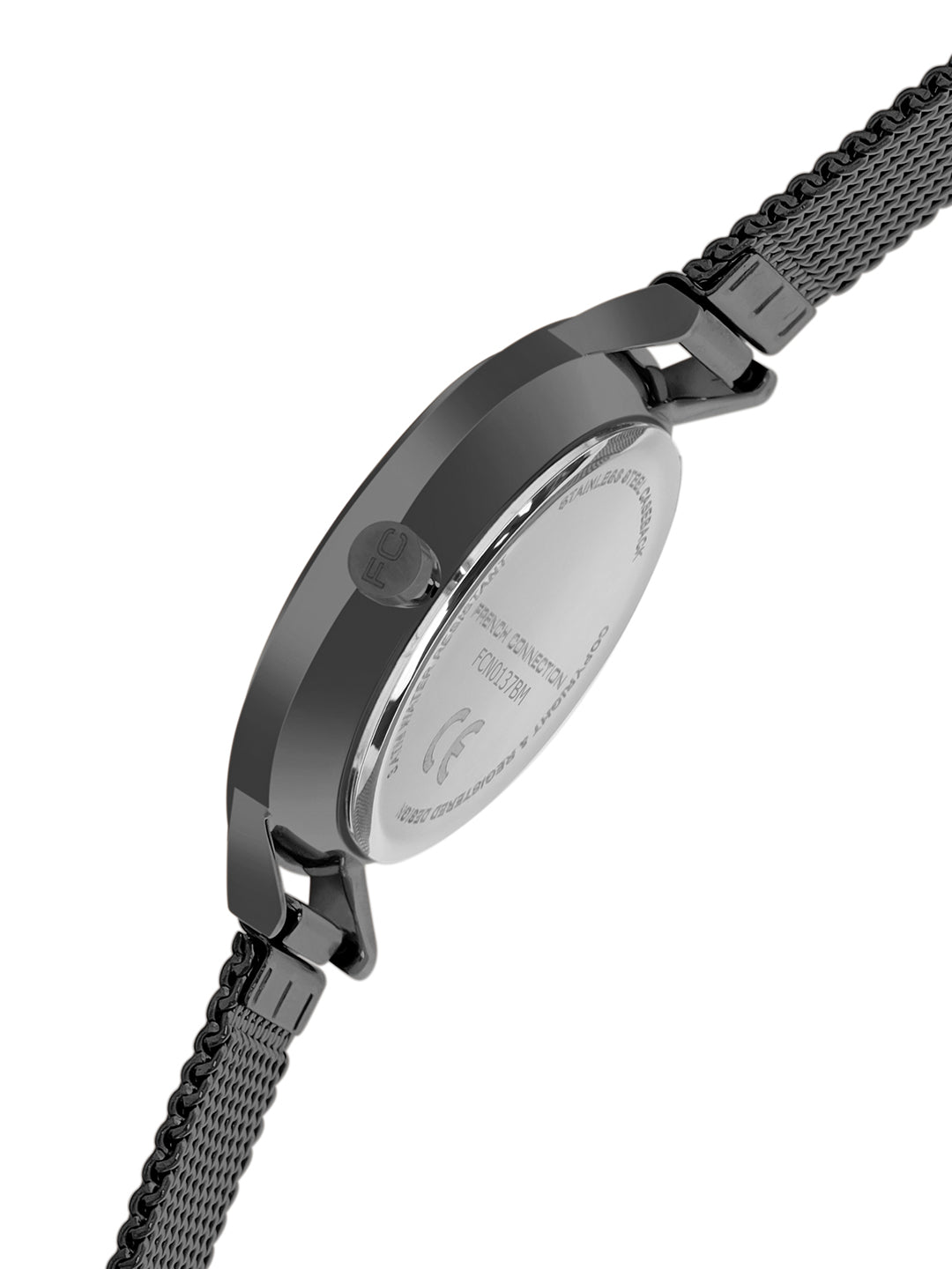 French Connection Sunray Black Round Dial With Black Stainless Steel  Strap Watch - For Womens FCN0137BM