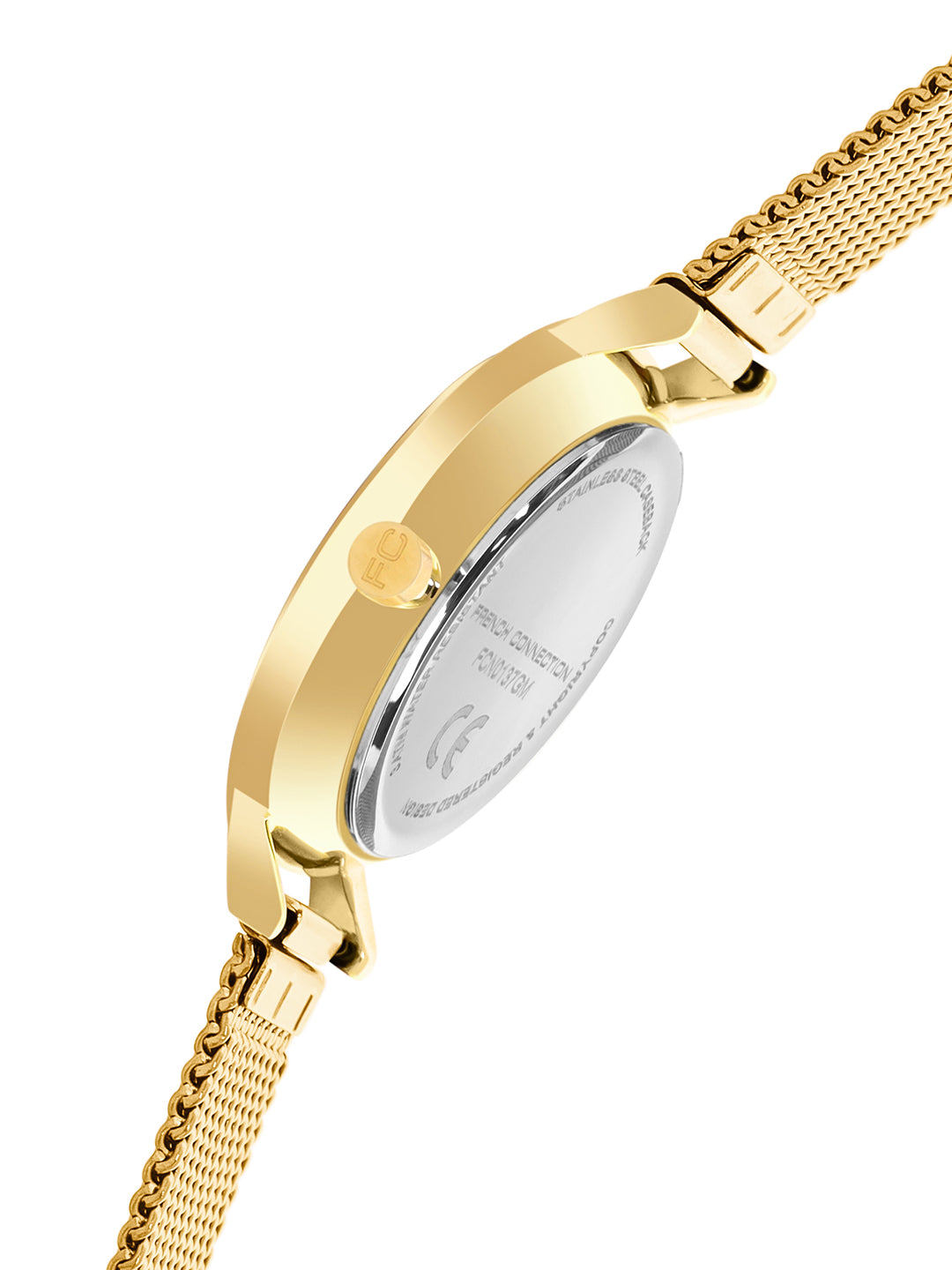 French Connection Sunray Maroon Round Dial With  Gold Stainless Steel  Strap Watch - For Womens FCN0137GM