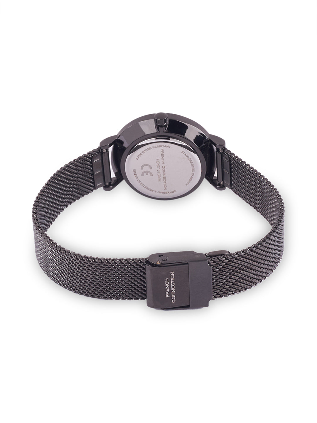 French Connection Sunray Purple Round Dial With  Gun Stainless Steel  Strap Watch - For Womens FCN0137GNM