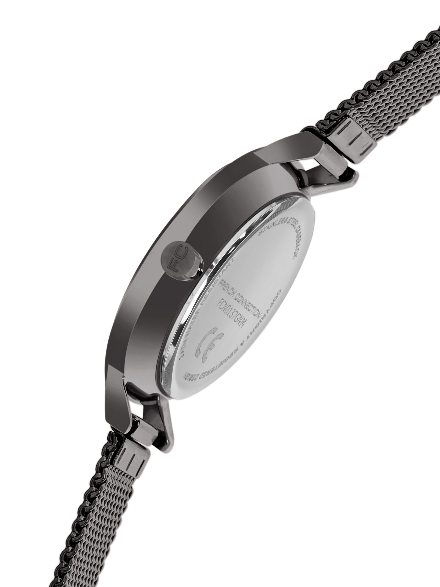 French Connection Sunray Purple Round Dial With  Gun Stainless Steel Strap Watch - For Womens FCN0137GNM