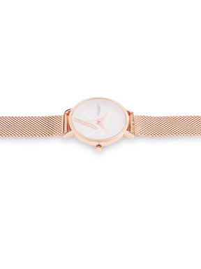 French Connection Sunray Silver Round Dial With Rose Stainless Steel  Strap Watch - For Womens FCN0137RGM