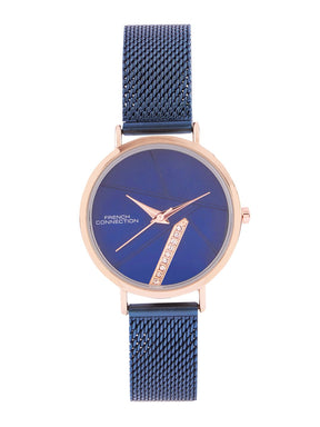 French Connection Sunray Blue Round Dial With Blue Stainless Steel  Strap Watch - For Womens FCN0137UM