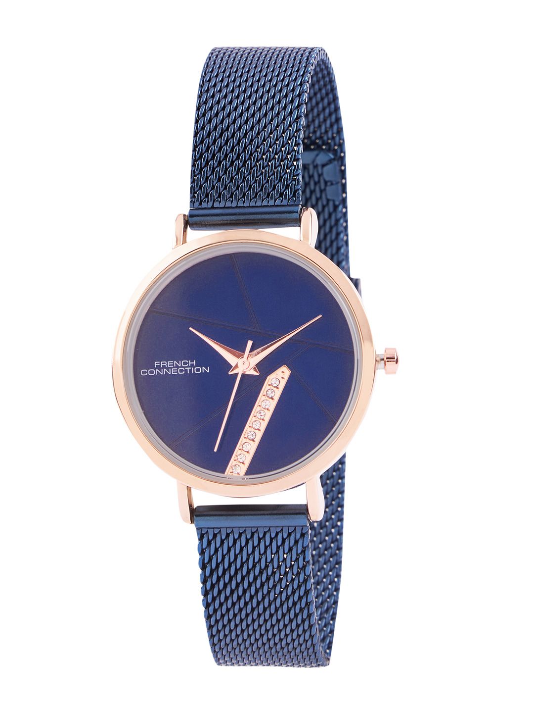 French Connection Sunray Blue Round Dial With Blue Stainless Steel  Strap Watch - For Womens FCN0137UM