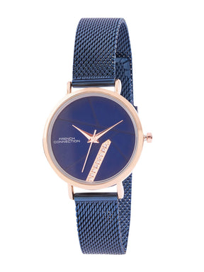French Connection Sunray Blue Round Dial With Blue Stainless Steel  Strap Watch - For Womens FCN0137UM
