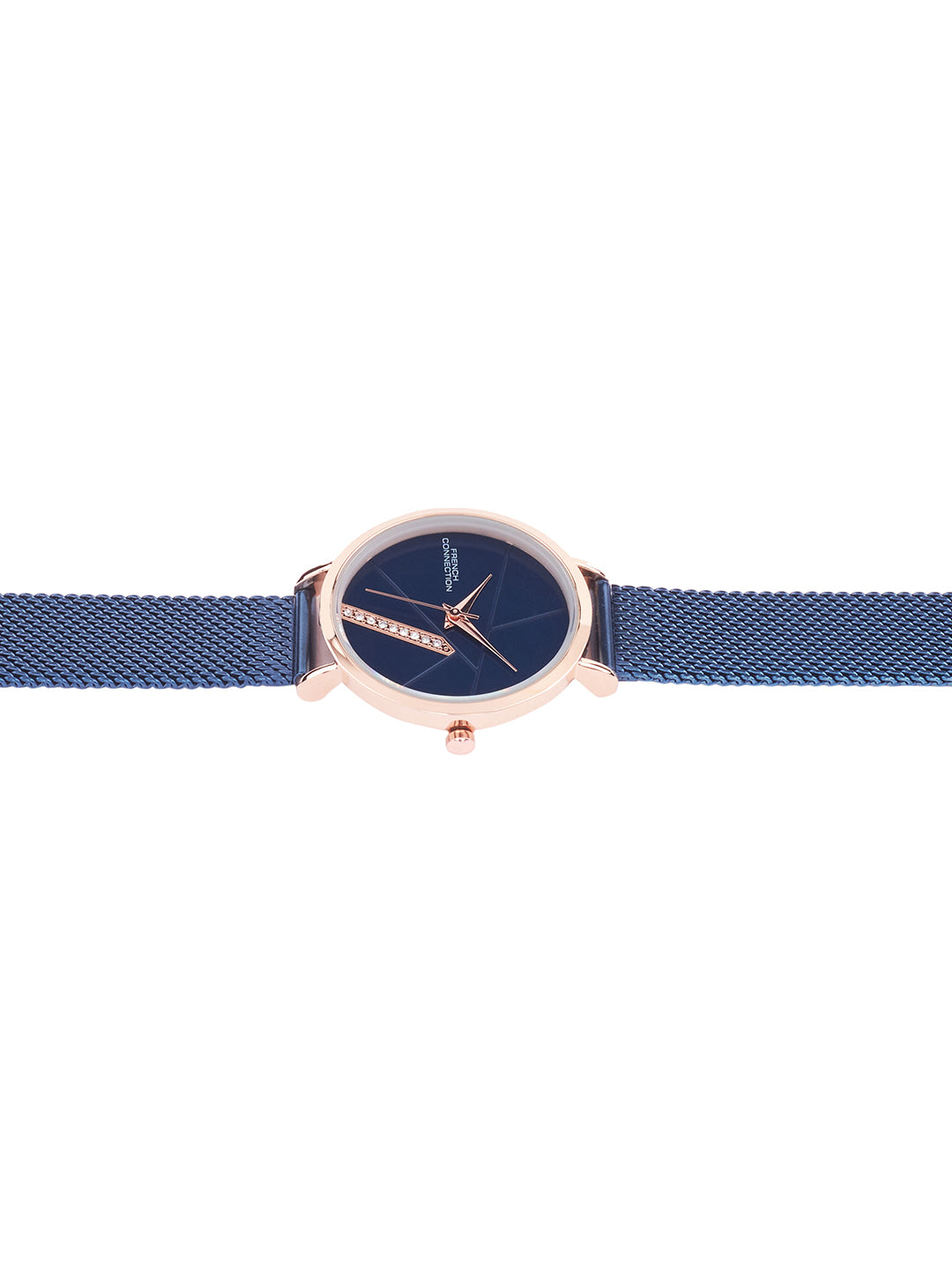 French Connection Sunray Blue Round Dial With Blue Stainless Steel  Strap Watch - For Womens FCN0137UM