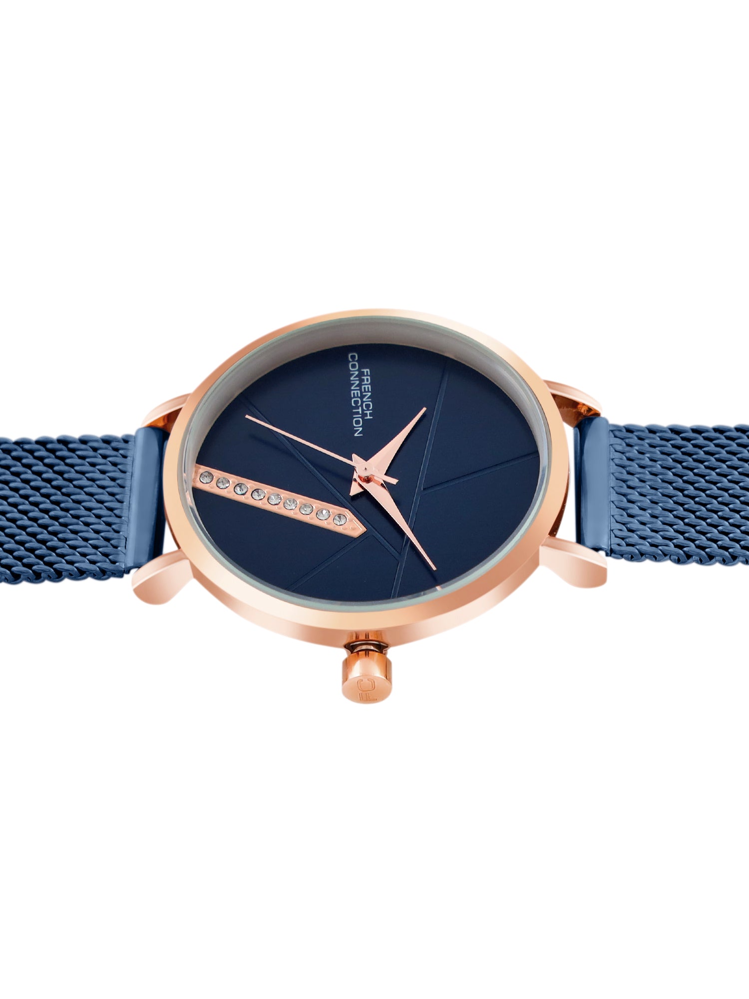 French Connection Sunray Blue Round Dial With Blue Stainless Steel  Strap Watch - For Womens FCN0137UM