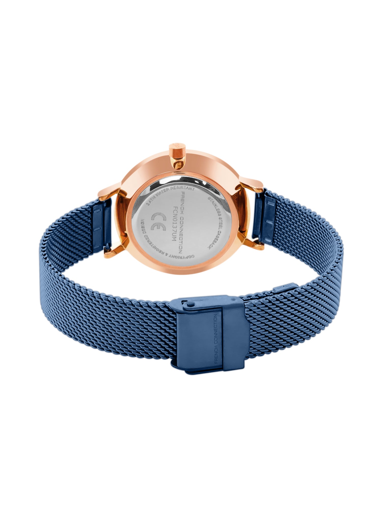 French Connection Sunray Blue Round Dial With Blue Stainless Steel  Strap Watch - For Womens FCN0137UM