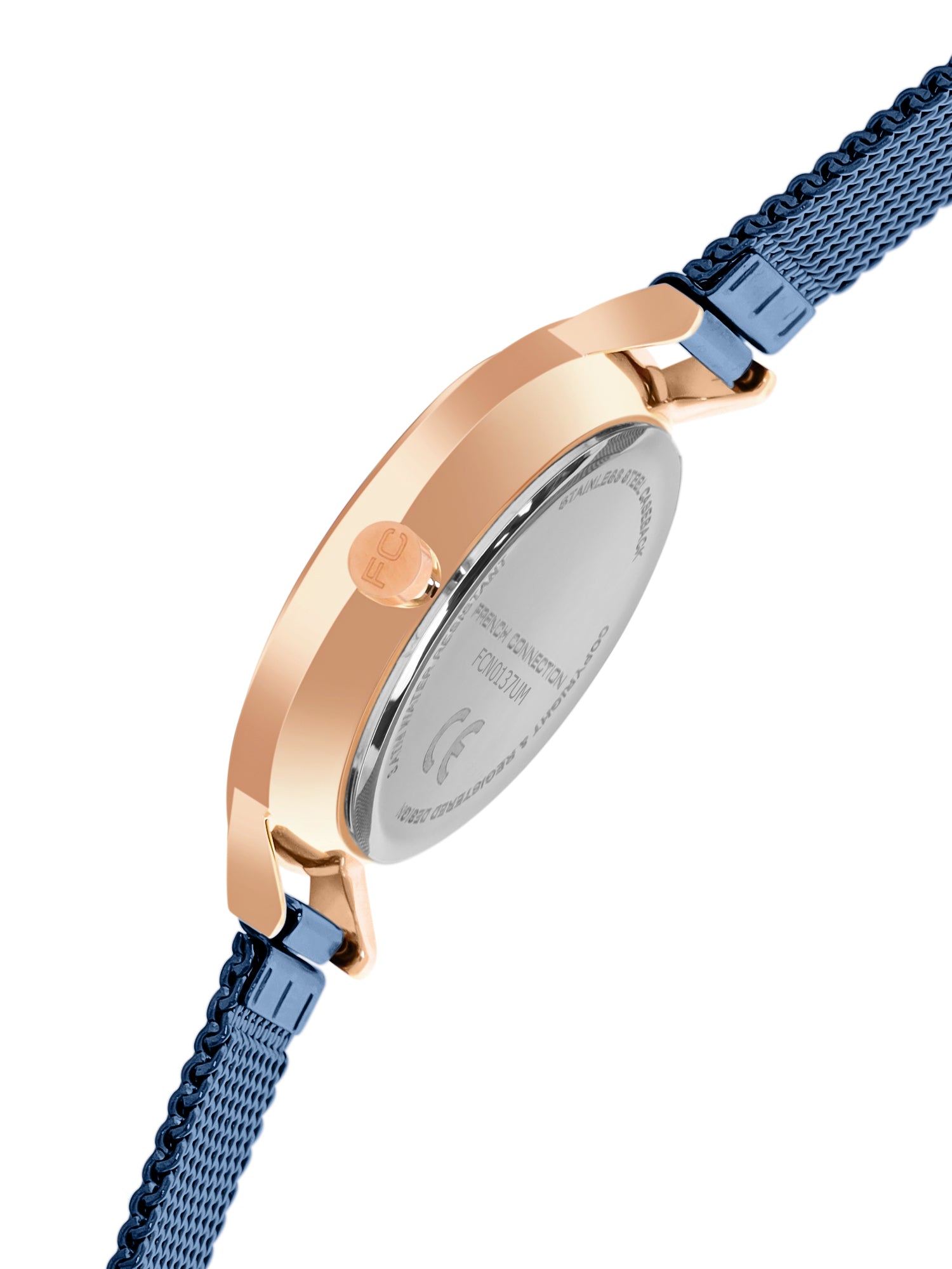 French Connection Sunray Blue Round Dial With Blue Stainless Steel  Strap Watch - For Womens FCN0137UM