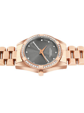 French Connection Sunray Grey Round Dial With Rose Stainless Steel  Strap Watch - For Womens FCN0138RGM