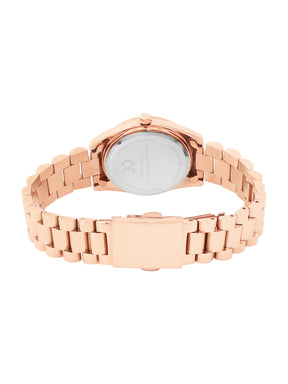 French Connection Sunray Grey Round Dial With Rose Stainless Steel  Strap Watch - For Womens FCN0138RGM