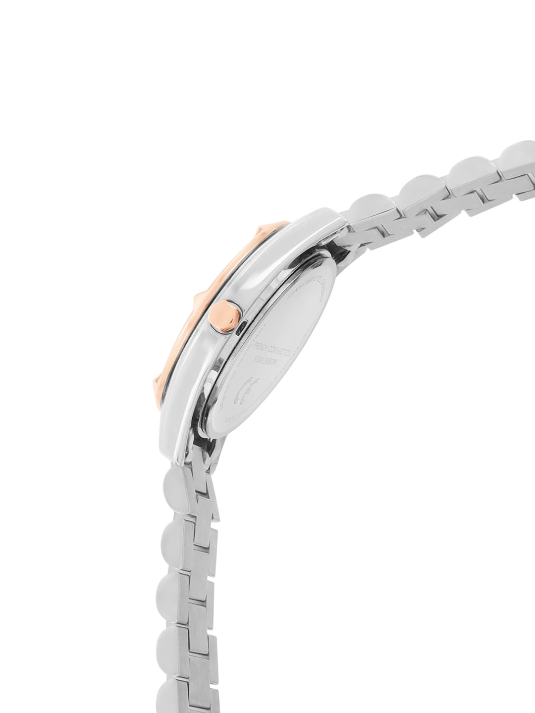 French Connection Sunray Silver Round Dial With Rose Two Tone Stainless Steel  Strap Watch - For Womens FCN0138SRTM