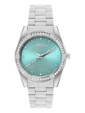French Connection Sunray Sea Green Round Dial With Stainless Steel  Strap Watch - For Womens FCN0138SM