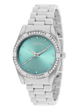 French Connection Sunray Sea Green Round Dial With Stainless Steel  Strap Watch - For Womens FCN0138SM