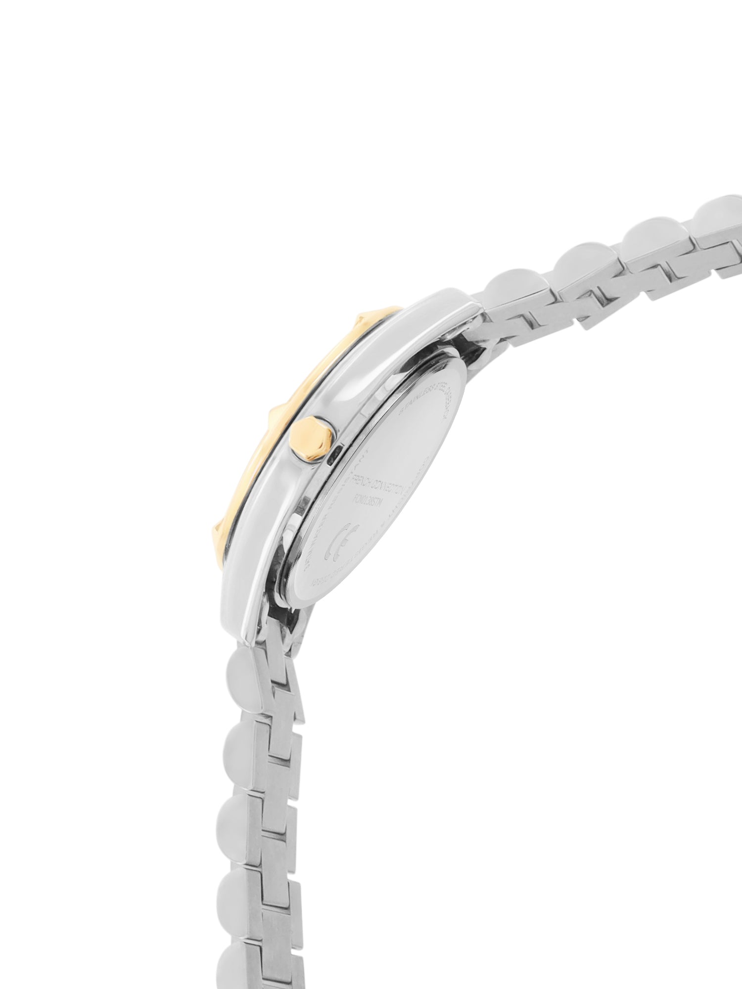 French Connection Sunray Silver Round Dial With Gold Two Tone Stainless Steel  Strap Watch - For Womens FCN0138STM