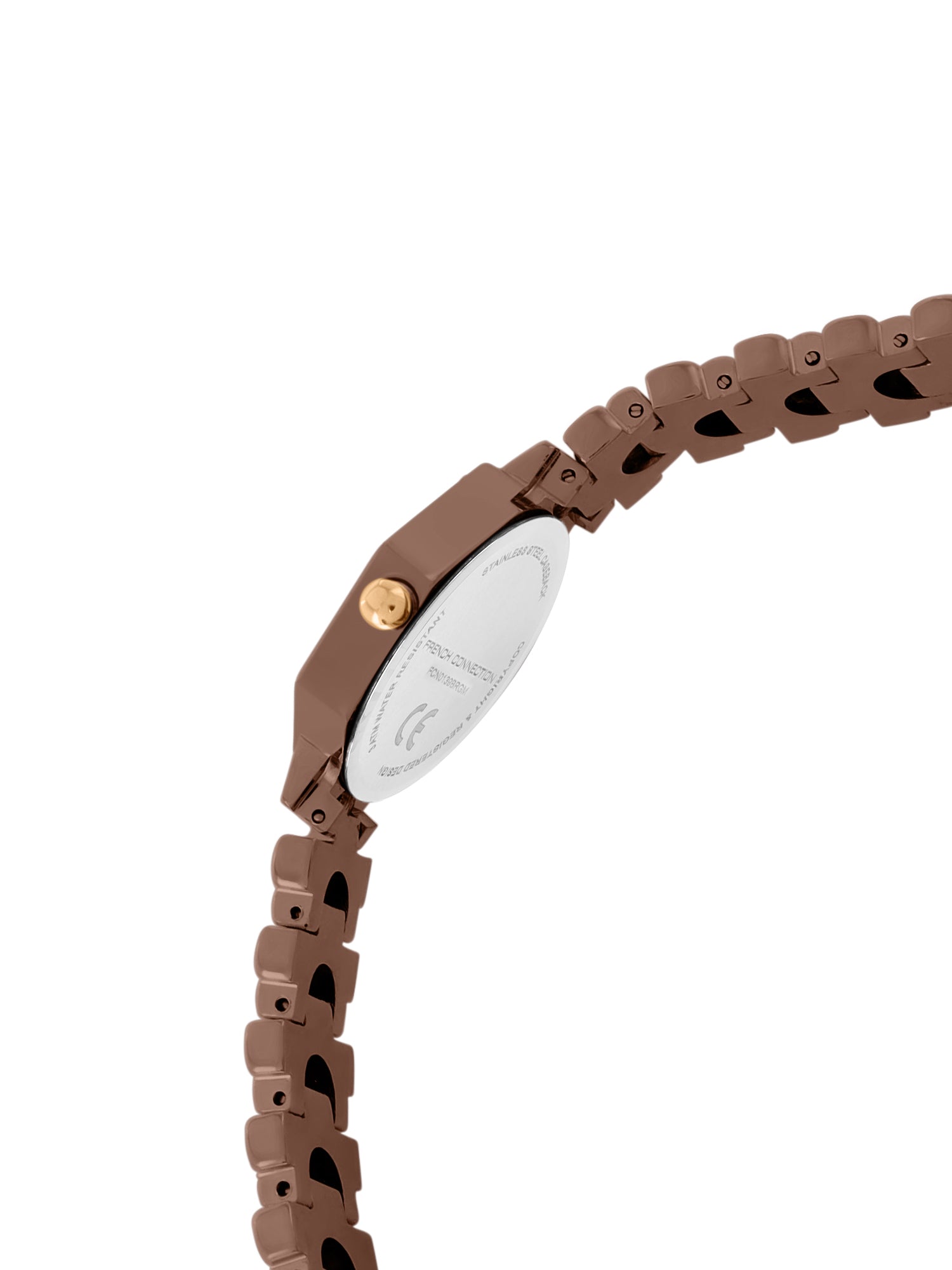 French Connection Mop Brown Hexagonal Dial With Brown Stainless Steel  Strap Watch - For Womens FCN0139BRGM