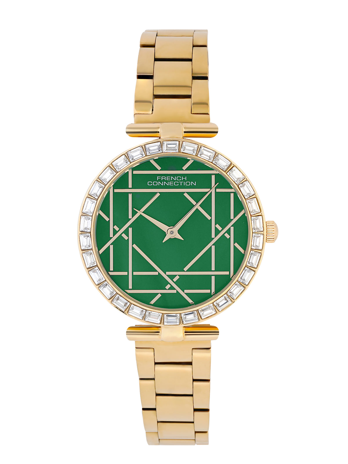 French Connection Mop Green Round Dial With  Gold Stainless Steel  Strap Watch - For Womens FCN0141NGM