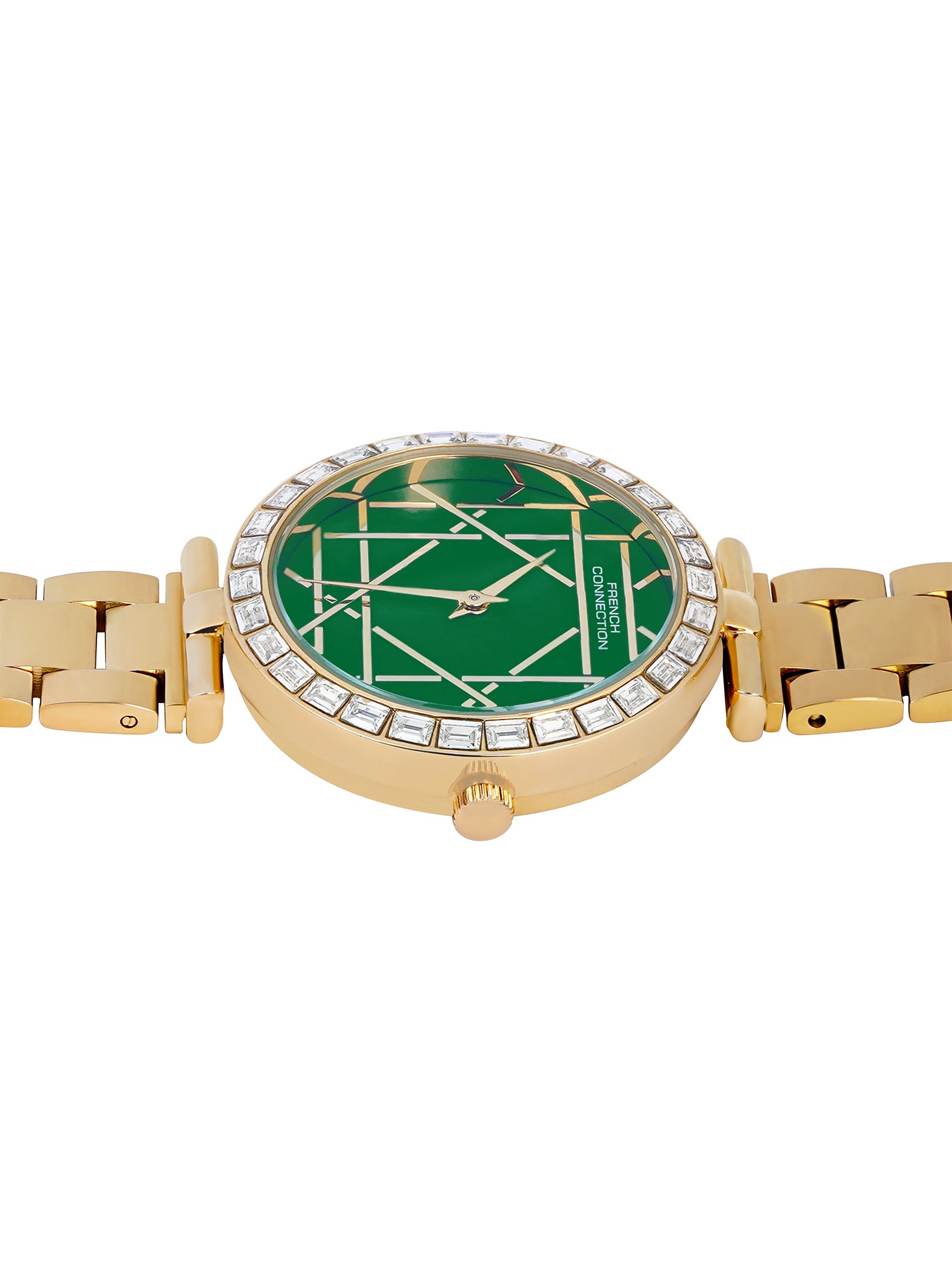 French Connection Mop Green Round Dial With  Gold Stainless Steel  Strap Watch - For Womens FCN0141NGM