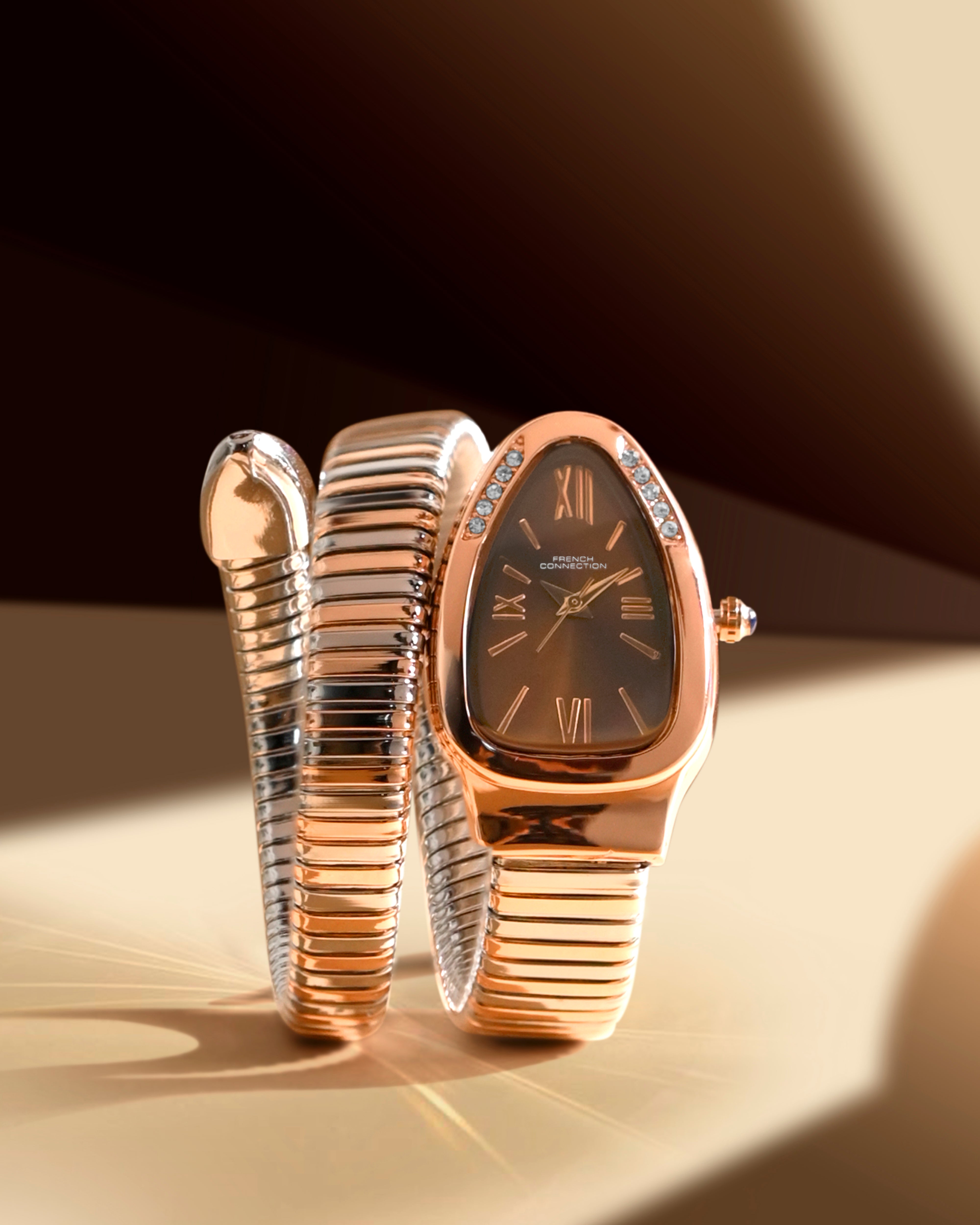 The Eternelle Curve Women's Snake Wrap Design Analog Watch | FCN0142BRTM