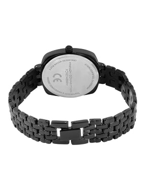 French Connection Textured Black Square Dial With Black Stainless Steel  Strap Watch - For Womens FCN0143BBM
