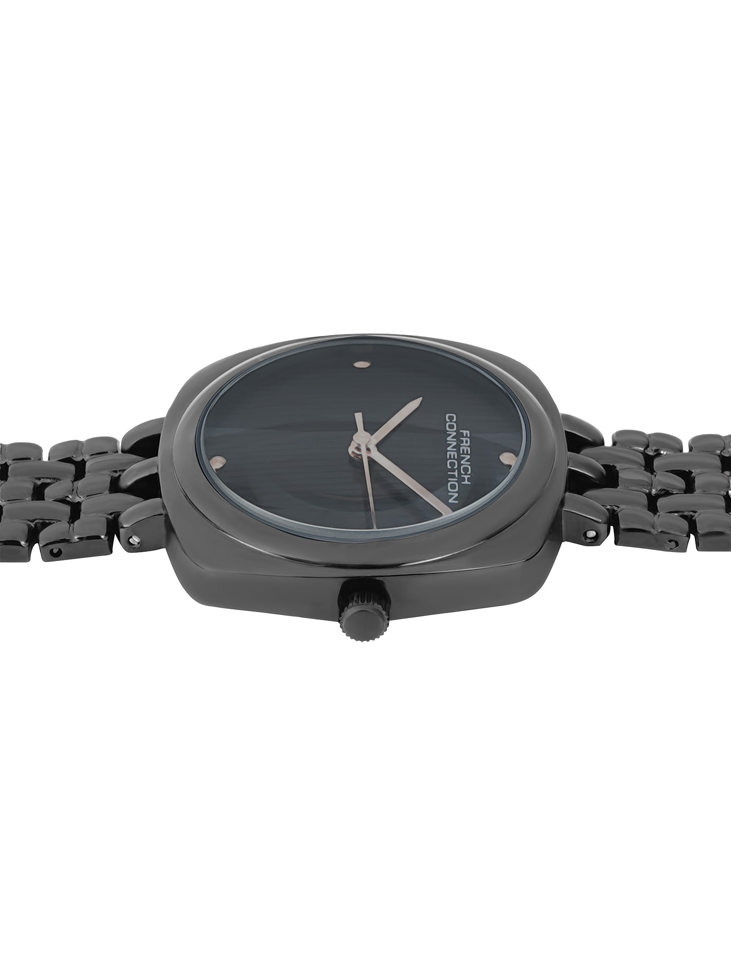 French Connection Textured Black Square Dial With Black Stainless Steel  Strap Watch - For Womens FCN0143BBM