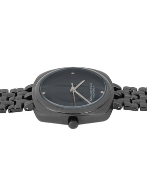 French Connection Textured Black Square Dial With Black Stainless Steel  Strap Watch - For Womens FCN0143BBM
