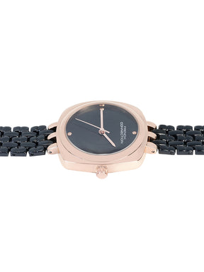 French Connection Textured Black Square Dial With Black Stainless Steel  Strap Watch - For Womens FCN0143BM