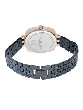 French Connection Textured Black Square Dial With Black Stainless Steel  Strap Watch - For Womens FCN0143BM