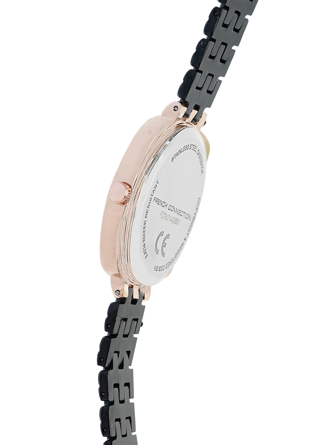 French Connection Textured Black Square Dial With Black Stainless Steel  Strap Watch - For Womens FCN0143BM