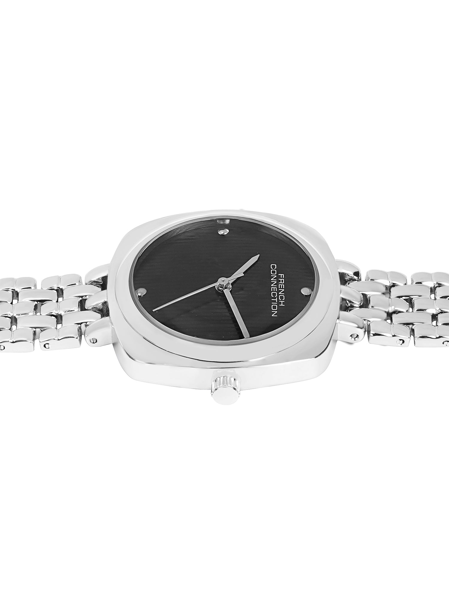 French Connection Textured Black Square Dial With Stainless Steel  Strap Watch - For Womens FCN0143BSM