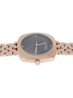 French Connection Textured Grey Square Dial With Rose Stainless Steel  Strap Watch - For Womens FCN0143RGM