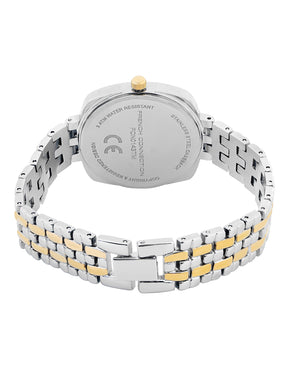 French Connection Textured Silver Square Dial With Gold Two Tone Stainless Steel  Strap Watch - For Womens FCN0143TM