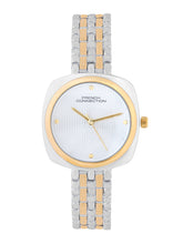 French Connection Textured Silver Square Dial With Gold Two Tone Stainless Steel  Strap Watch - For Womens FCN0143TM
