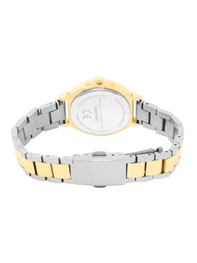 French Connection Textured Champagne Round Dial With Gold Two Tone Stainless Steel  Strap Watch - For Womens FCN0145TM