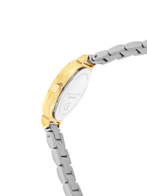 French Connection Textured Champagne Round Dial With Gold Two Tone Stainless Steel  Strap Watch - For Womens FCN0145TM