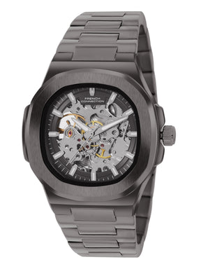 French Connection Men Skeleton Dial & Bracelet Style Straps Automatic Watch- FCN0149GNM