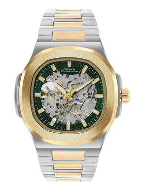 French Connection Men Skeleton Dial & Bracelet Style Straps Automatic Watch- FCN0149NTM