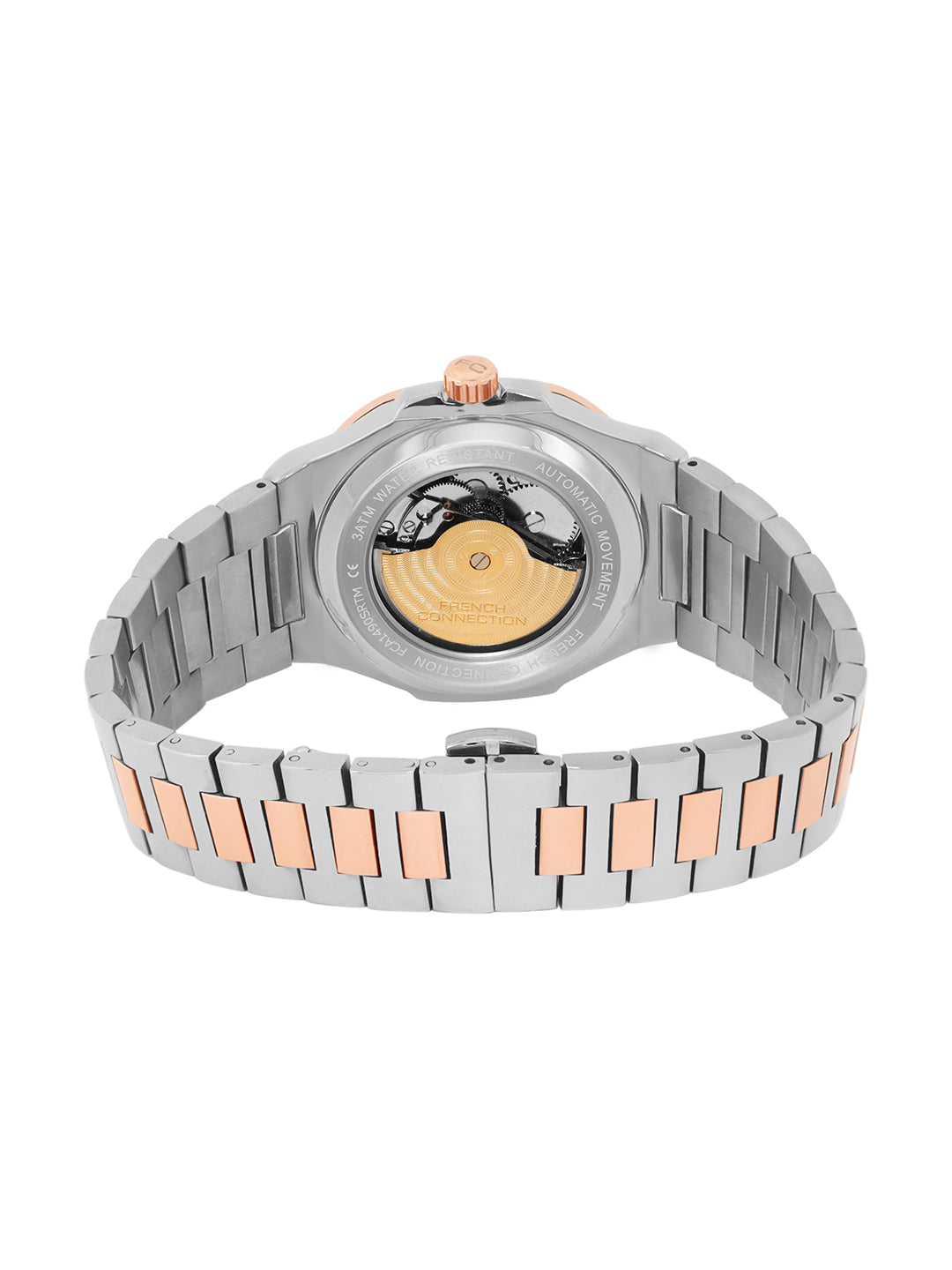 French Connection Men Skeleton Dial & Bracelet Style Straps Automatic Watch- FCN0149SRTM