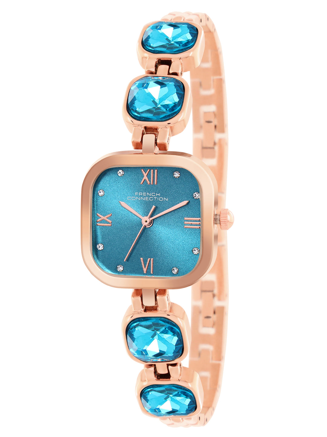 French Connection Auroraé Blue Dial with Rose Gold Strap Womens Analog Watch | FCN0178URGM