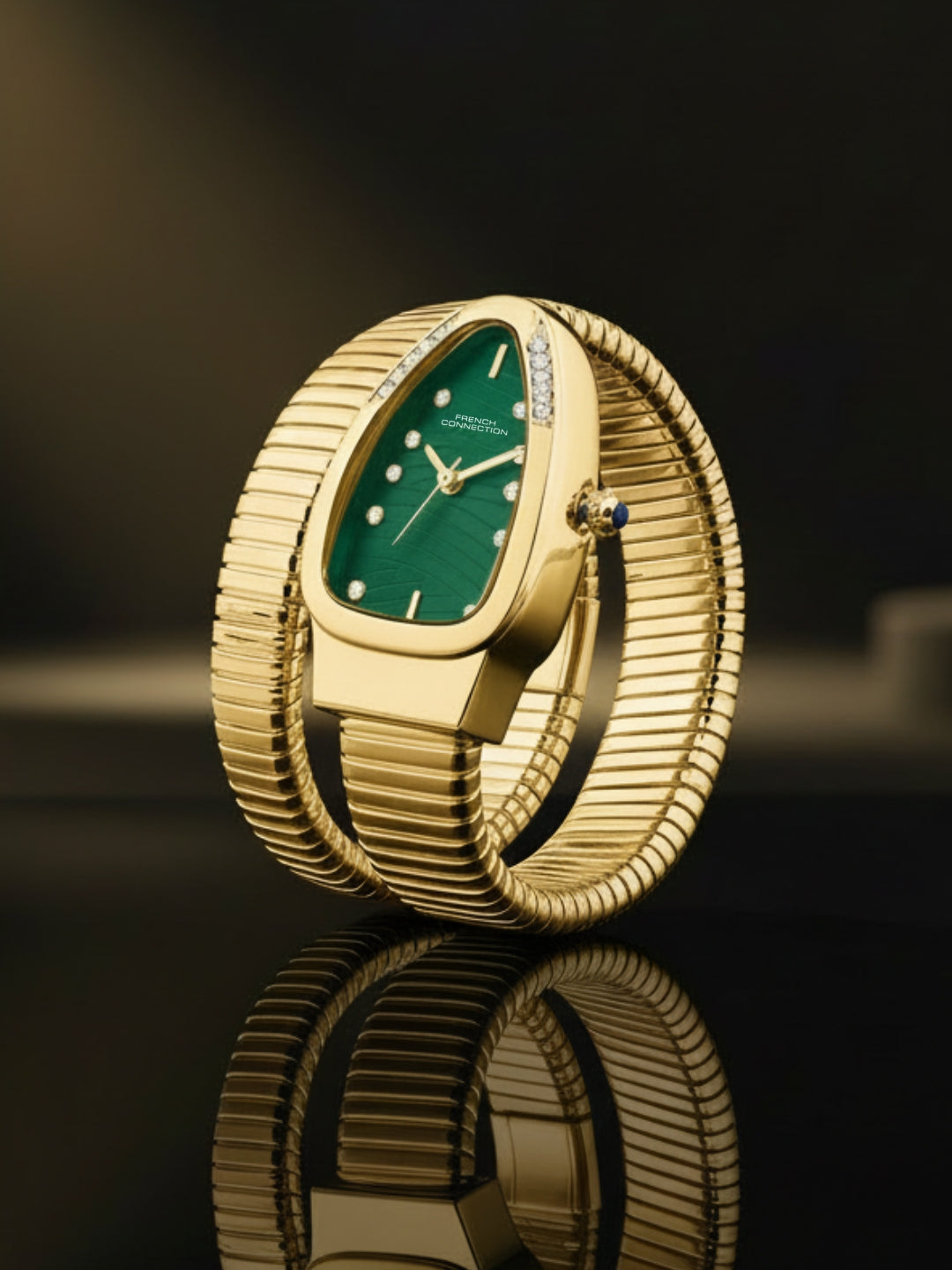 French Connection Women Snake-Shaped Wrap Around Analogue Watch FCN0189NGM - Green