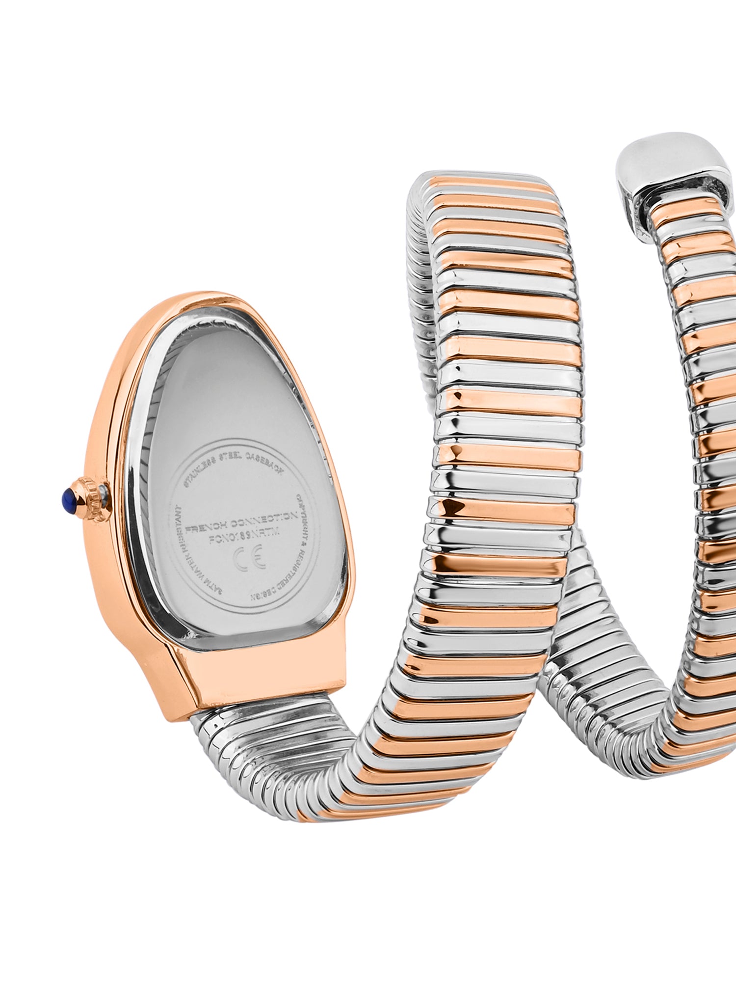French Connection Women Snake-Shaped Wrap Around Analogue Watch FCN0189NRTM - Green Dial Two-Tone