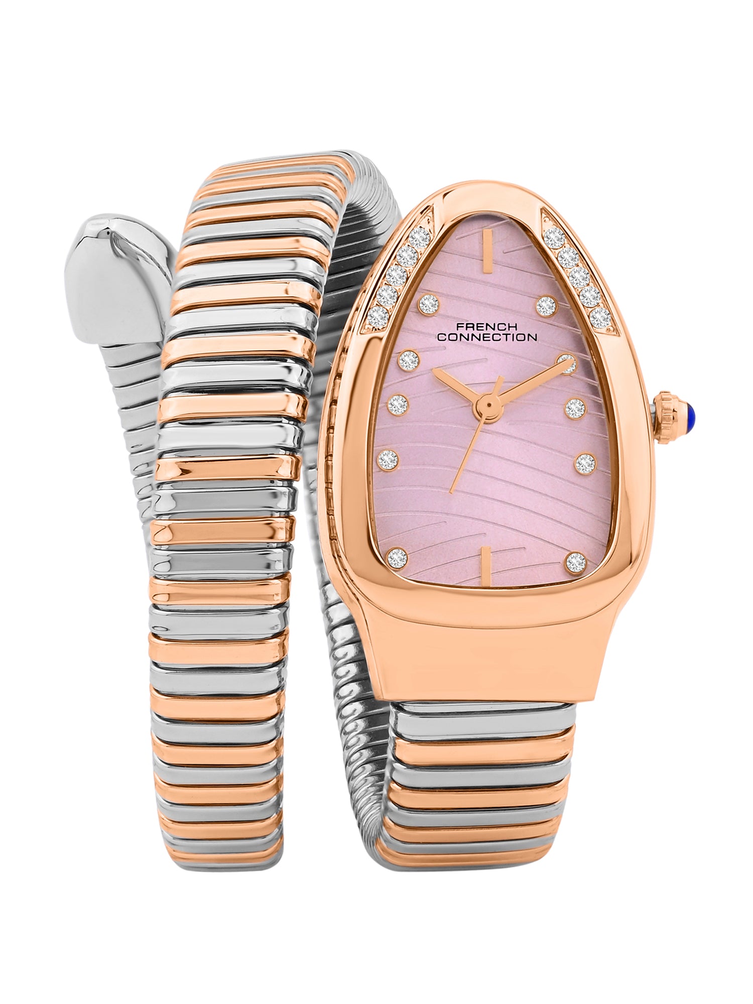 French Connection Women Snake-Shaped Wrap Around Analogue Watch FCN0189RTM - Rose Gold Tone