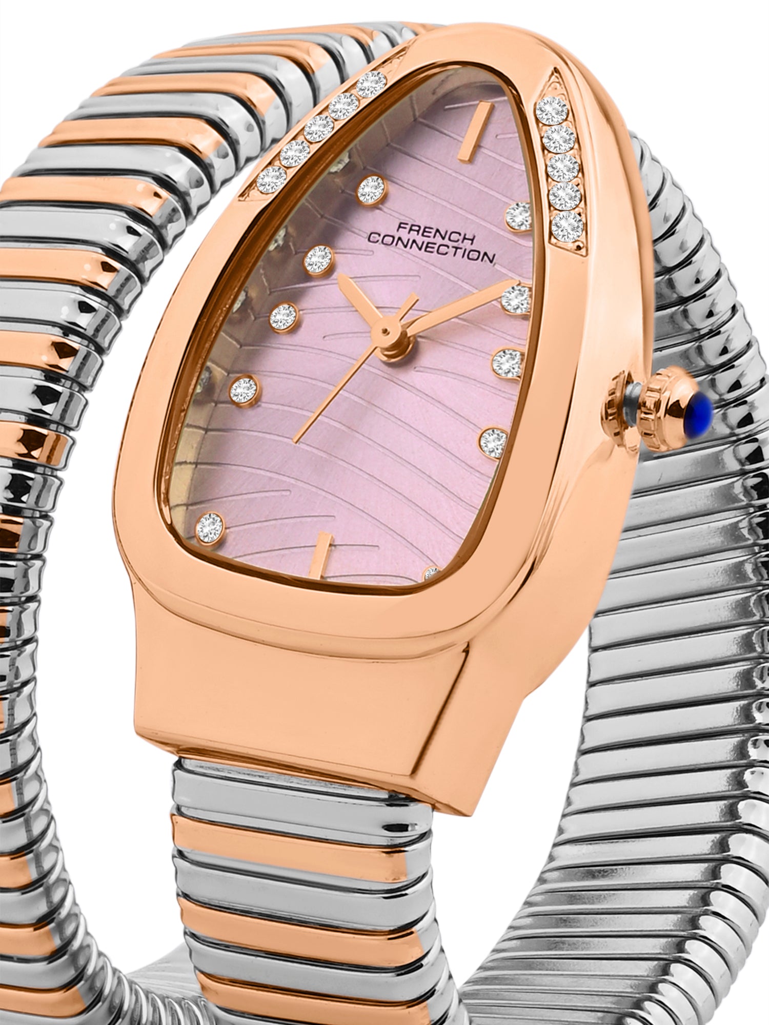 French Connection Women Snake-Shaped Wrap Around Analogue Watch FCN0189RTM - Rose Gold Tone