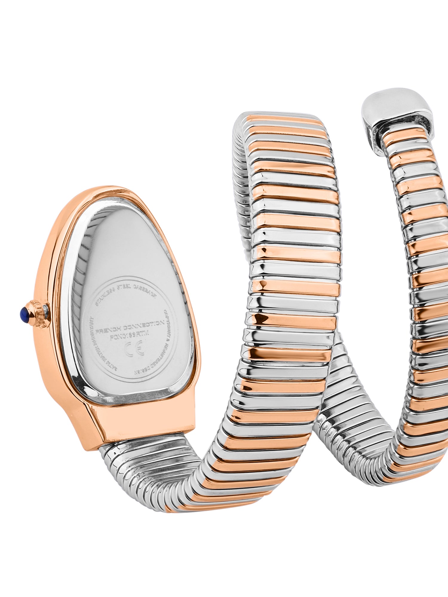 French Connection Women Snake-Shaped Wrap Around Analogue Watch FCN0189RTM - Rose Gold Tone